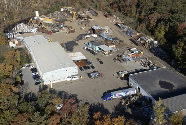 Overhead drone view of Mid City Scap facility Westport MA