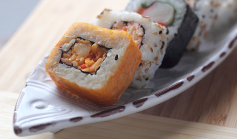 Suki Sushi on a platter representing produt photography services from Terrapin