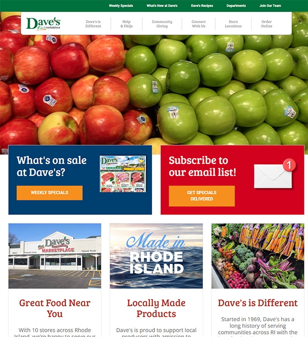 Dave's Marketplace website homepage