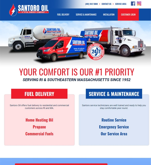 Santoro Oil website homepage