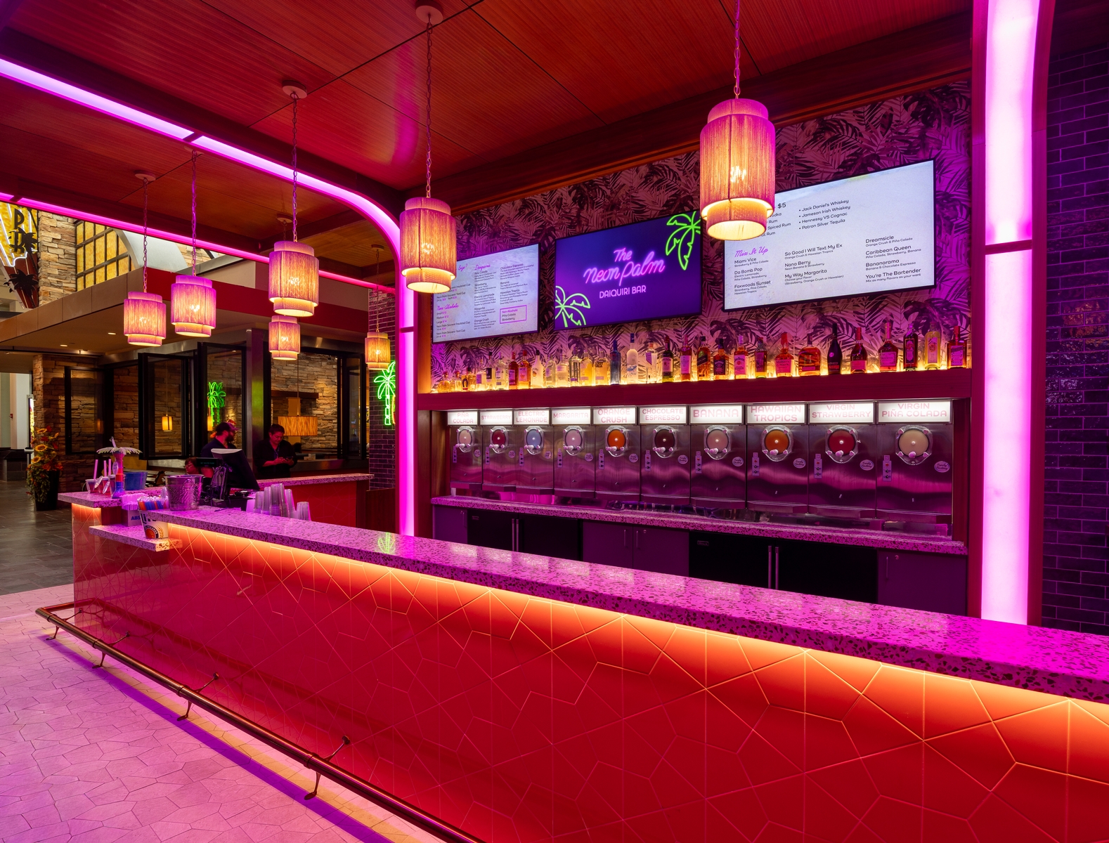 Angled view of the Neon Palm at Foxwoods Casino