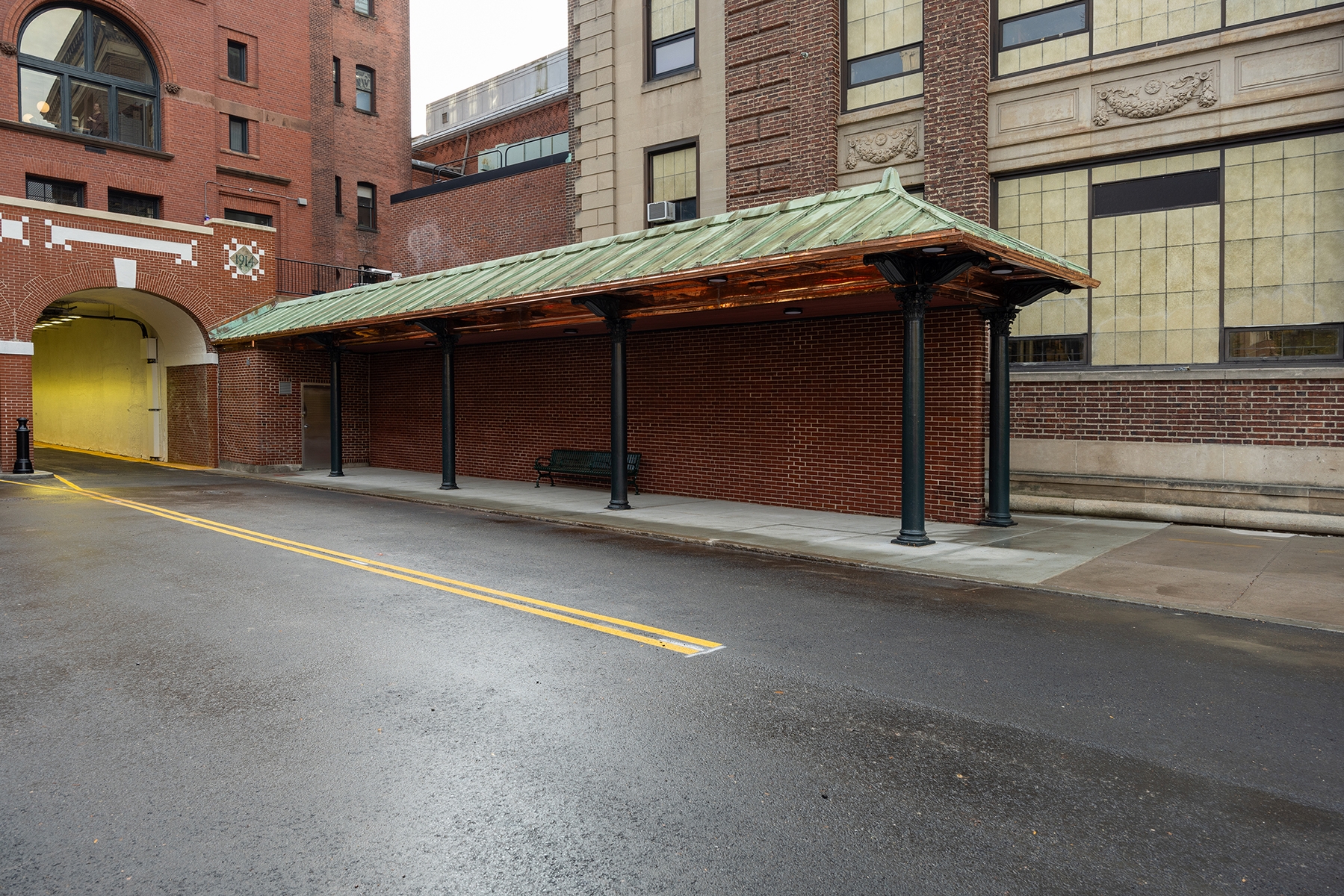 View of the waiting area for RIPTA buses