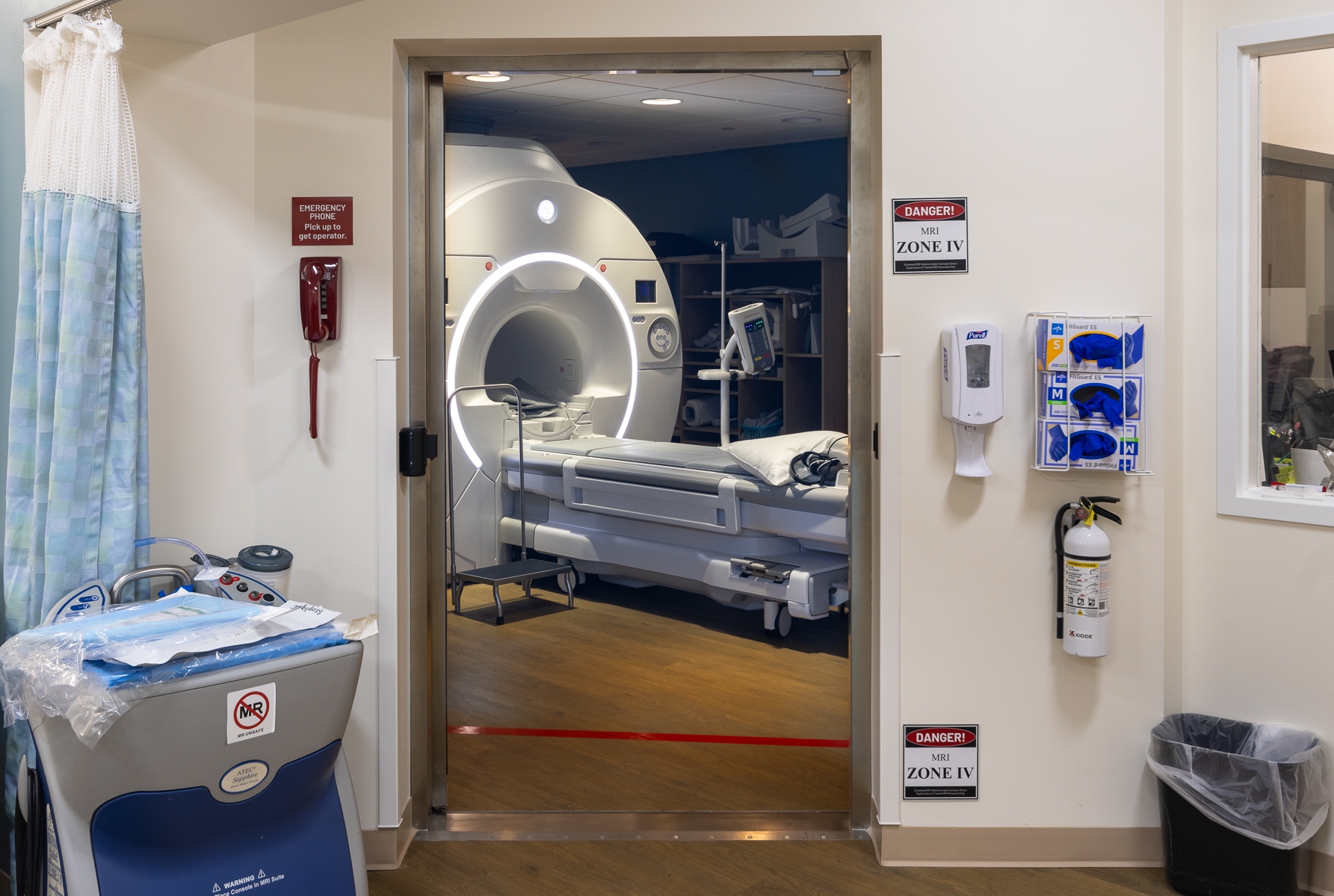View into the MRI suite from patient prep area