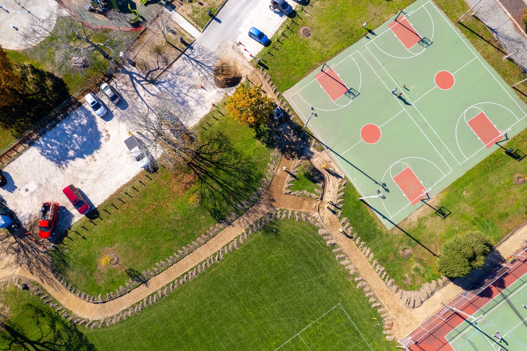 Overhead view of walkway project at Wilson Park