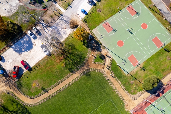Overhead view of walkway project at Wilson Park