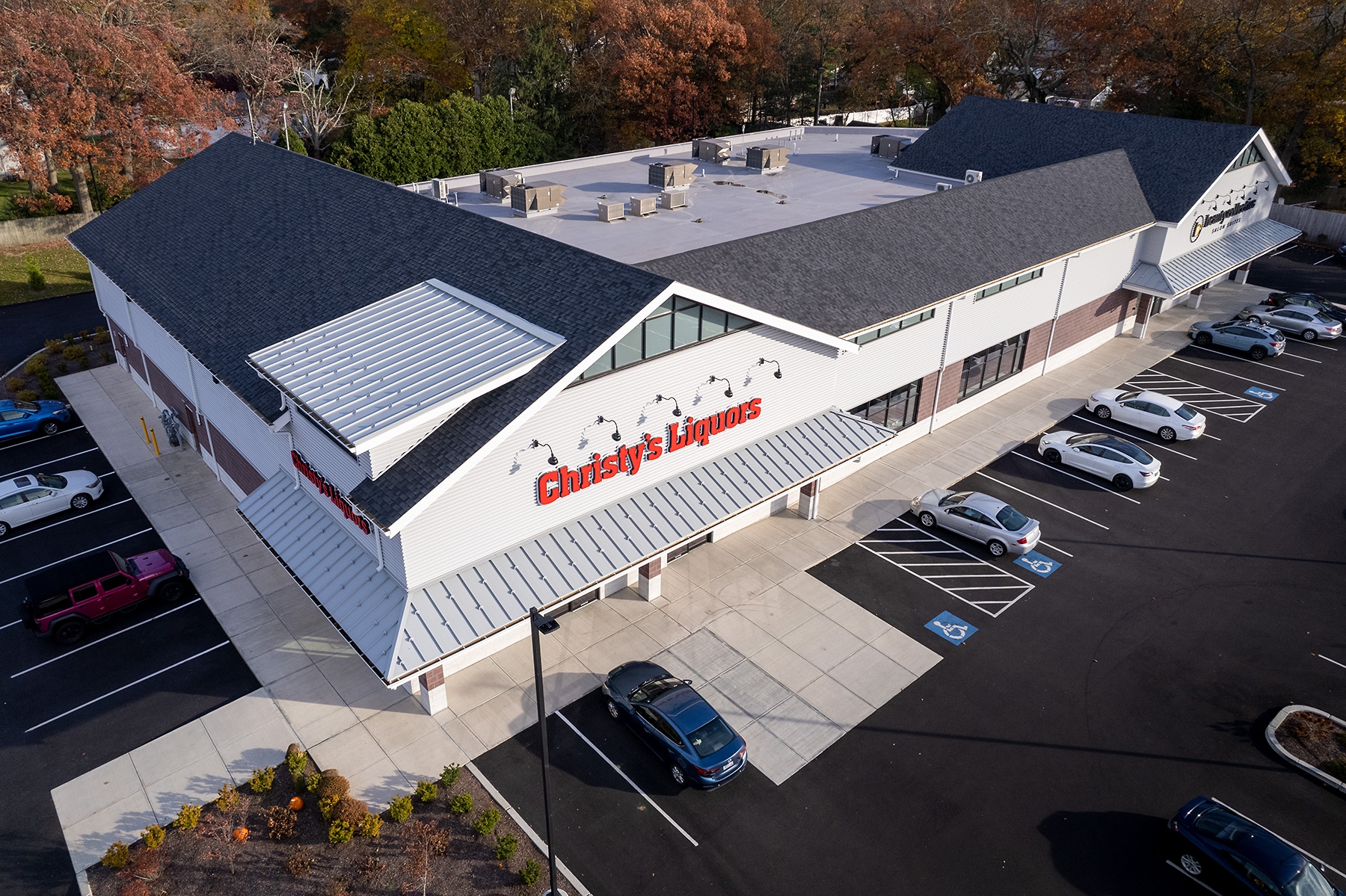 Aerial photo of retail plaza in Cranston RI