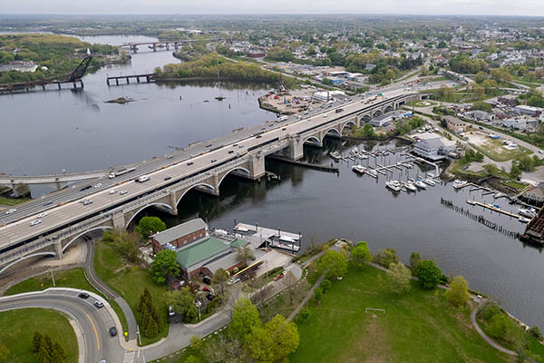 Aerial photo of Washington Bridge in Providence RI