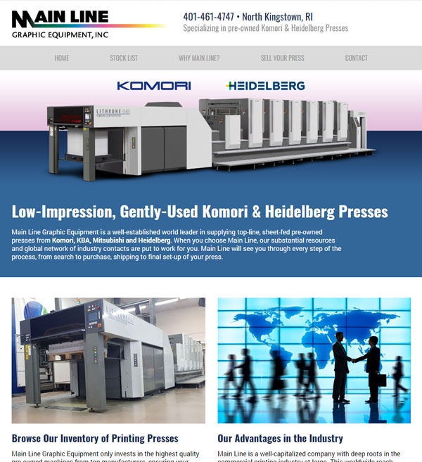 Website Design for Main Line Graphics Equipment