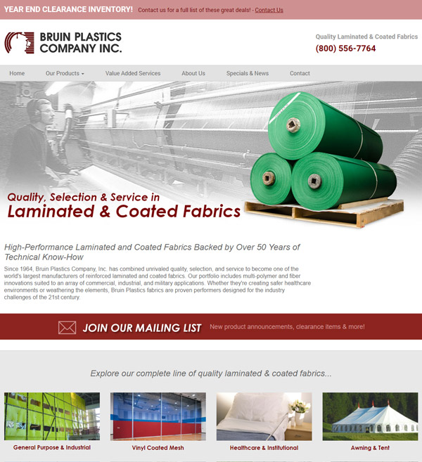Website Design for Bruin Plastics