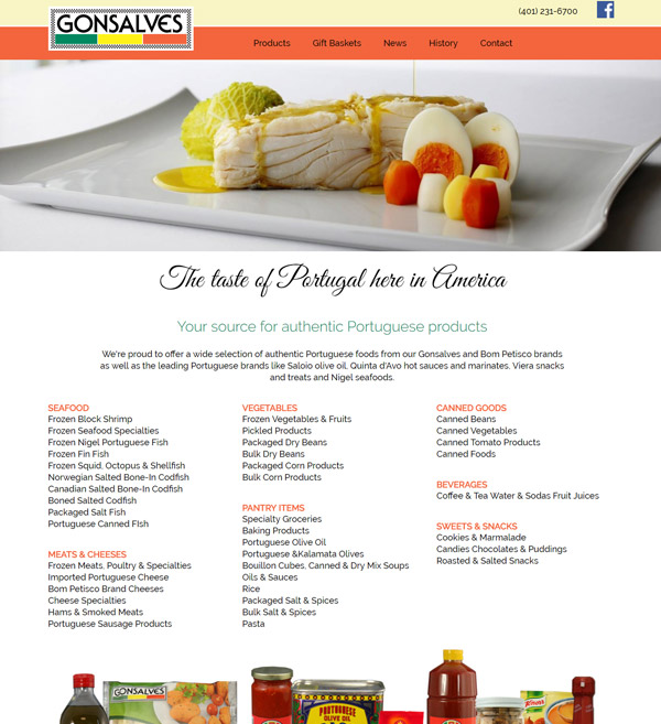 Website Design for Gonsalves Foods