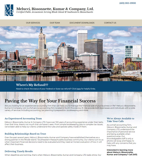 Website Design for Melucci, Bissonnette, Kumar & Company, Ltd.
