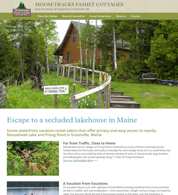 Website Design for Moosetracks Cottages