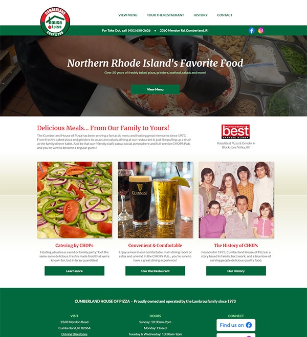 Website Design for Cumberland House of Pizza
